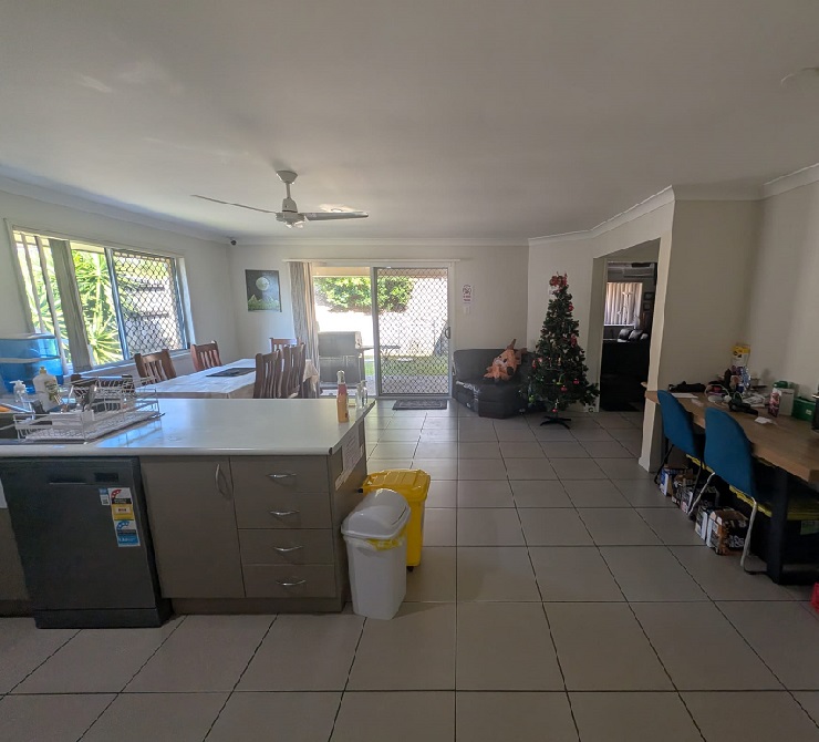 Open-plan kitchen and dining area
